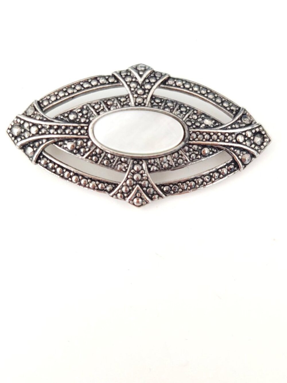 Textured silver and MOP brooch